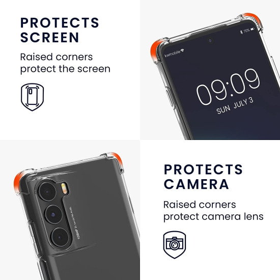 KWmobile Διάφανη Θήκη Σιλικόνης με Λουράκι Λαιμού - Motorola Moto G200 5G - Transparent / Black (57756.01)