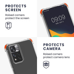 KWmobile Διάφανη Θήκη Σιλικόνης με Λουράκι Λαιμού - Xiaomi Redmi Note 11 Pro Plus 5G - Transparent / Black (58099.01)