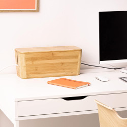 Navaris Bamboo Cable Box - Κουτί Οργάνωσης Καλωδίων από Μπαμπού με Καπάκι - 39.4 x 16 x 16cm - Brown (58225.24)