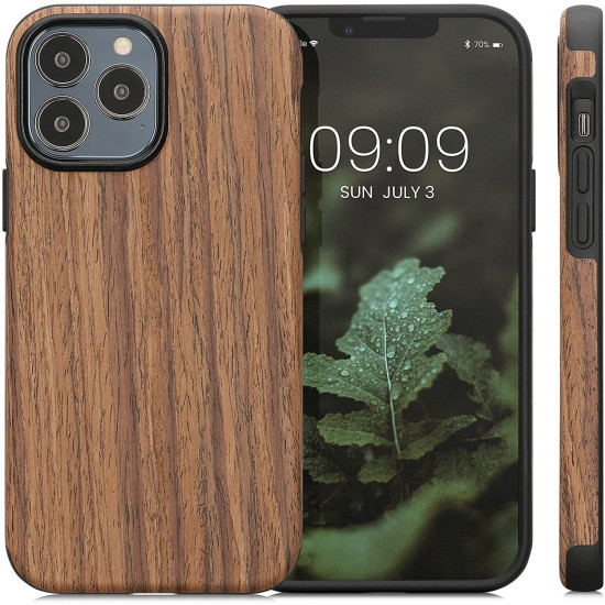 KWmobile Wood Optics - Θήκη Σιλικόνης Apple iPhone 13 Pro Max - Woodgrain Brown (58304.01)