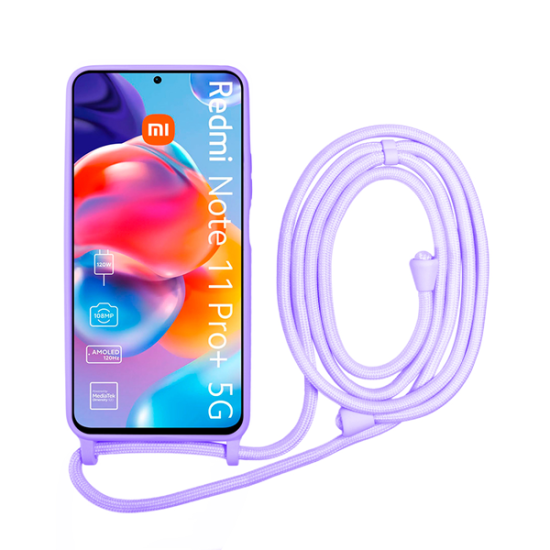 Vivid Silicone Lace - Θήκη Σιλικόνης με Λουράκι Λαιμού - Xiaomi Redmi Note 11 Pro Plus 5G - Lilac (VISILACE22LILAC)