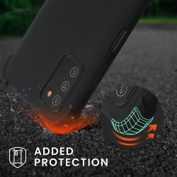 KWmobile Matte Θήκη Σιλικόνης με Λουράκι Λαιμού Samsung Galaxy A03s - Black (58562.01)