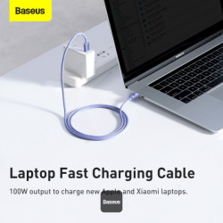 Καλώδιο Baseus Crystal Shine Series Φόρτισης και Μεταφοράς Δεδομένων Type-C σε Type-C 100W 120cm - Lilac (CAJY000605)