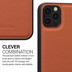 Kalibri Σκληρή Δερμάτινη Θήκη με TPU Bumper - Apple iPhone 12 / 12 Pro - Orange (58807.29)