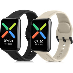 KW Λουράκι Σιλικόνης Oppo Watch Free - 2 Τεμάχια - Black / Beige (58875.01)