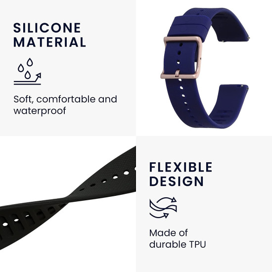 KW Λουράκι Σιλικόνης (20mm) Polar Ignite 2 / Unite / Pacer - 2 Τεμάχια - Black / Dark Blue (58981.01)