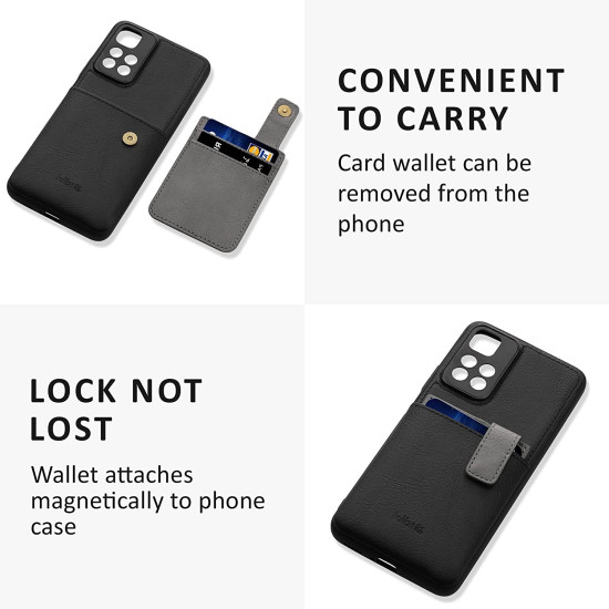 Kalibri 2 in 1 Σκληρή Θήκη - Πορτοφόλι με TPU Bumper και Αποσπώμενη Θήκη για Κάρτες - Xiaomi Redmi Note 11 Pro Plus 5G - Black / Light Grey (59169.01)