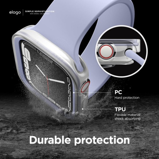 Elago Θήκη Duo Case Apple Watch SE/9/8/7/6/5/4 (45/44mm) - Transparent / Purple (EAW45DUO-TRPU)