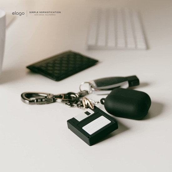 Elago Floppy Disk Case - Θήκη / Μπρελόκ Premium Σιλικόνης για Apple AirTag 2 / 1 - Black (EAT-DISK-BK)