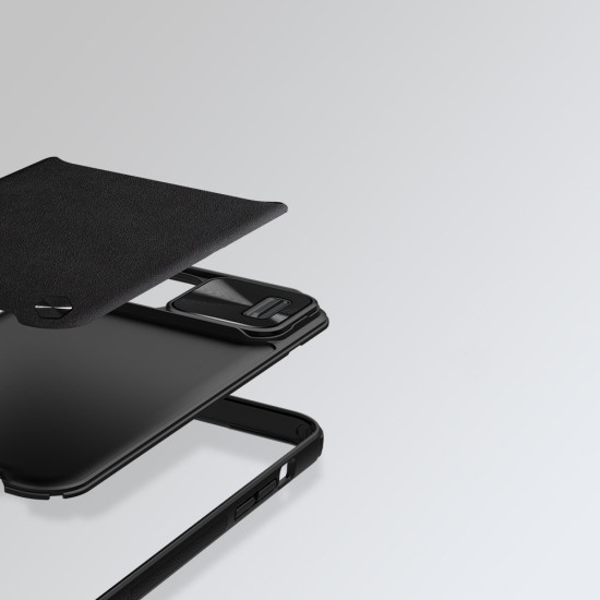 Nillkin CamShield Leather Case - Σκληρή Θήκη με Κάλυμμα για την Κάμερα - Apple iPhone 13 Pro Max - Black (6902048237346)