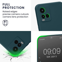 KWmobile Soft Slim Flexible Rubber Cover with Camera Protector - Θήκη Σιλικόνης Vivo Y21 με Πλαίσιο Κάμερας - Teal Matte (57577.57)