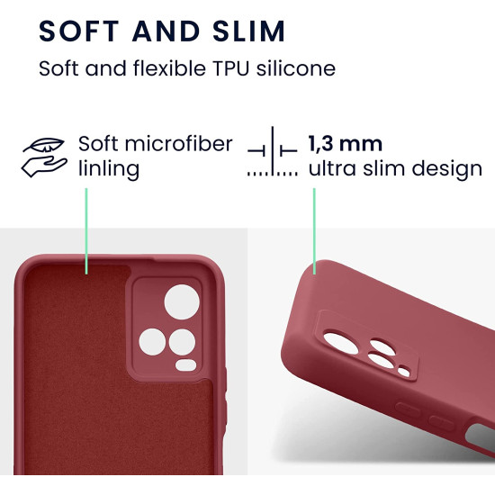 KWmobile Soft Slim Flexible Rubber Cover with Camera Protector - Θήκη Σιλικόνης Vivo Y21 με Πλαίσιο Κάμερας - Dark Rose (57577.167)