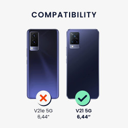 KWmobile Soft Slim Flexible Rubber Cover with Camera Protector - Θήκη Σιλικόνης Vivo V21 με Πλαίσιο Κάμερας - Black Matte (59907.47)