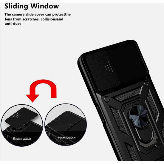 Bodycell Armor Slide - Ανθεκτική Θήκη Realme 8 / 8 Pro με Κάλυμμα για την Κάμερα & Μεταλλικό Ring Holder - Black (5206015009730)