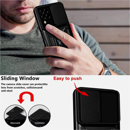 Bodycell Armor Slide - Ανθεκτική Θήκη Samsung Galaxy M33 με Κάλυμμα για την Κάμερα & Μεταλλικό Ring Holder - Black (5206015010712)