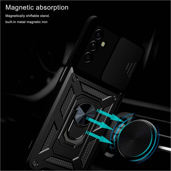 Bodycell Armor Slide - Ανθεκτική Θήκη Samsung Galaxy A13 5G με Κάλυμμα για την Κάμερα & Μεταλλικό Ring Holder - Black (5206015010583)