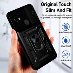 Bodycell Armor Slide - Ανθεκτική Θήκη Realme C21 με Κάλυμμα για την Κάμερα & Μεταλλικό Ring Holder - Black (5206015009785)