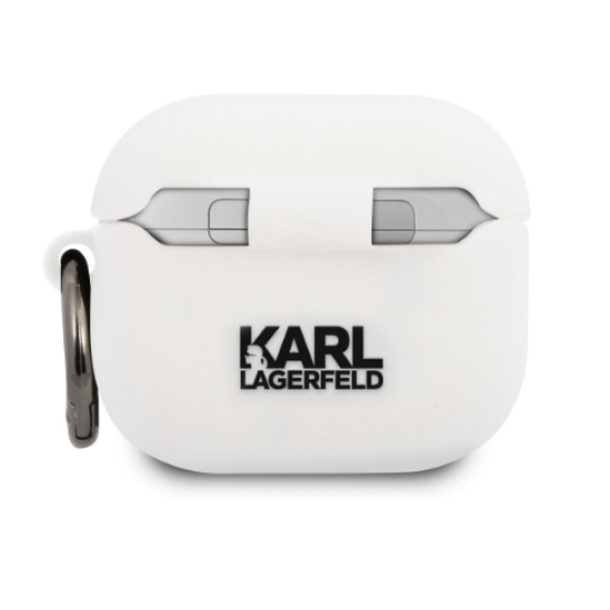 Karl Lagerfeld Embossed Logo Karl's Head Collection - Θήκη Σιλικόνης για AirPods 3rd Gen - White (KLACA3SILKHWH)