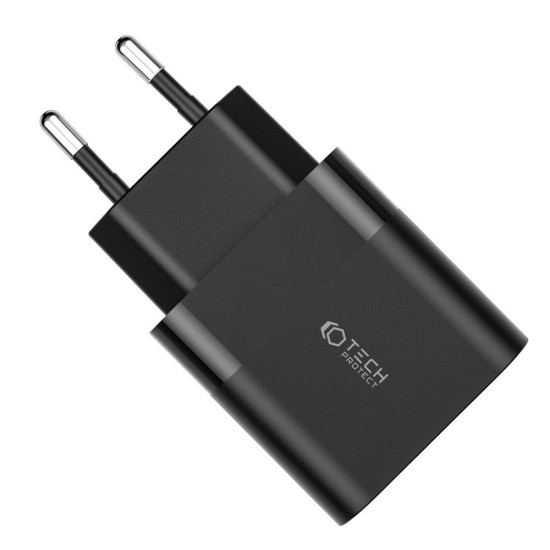 Tech-Protect C30W - Ταχυφορτιστής Ταξιδιού / Αντάπτορας με 1 x USB-A / 1 x Type-C - 30W - Black (9589046926808)