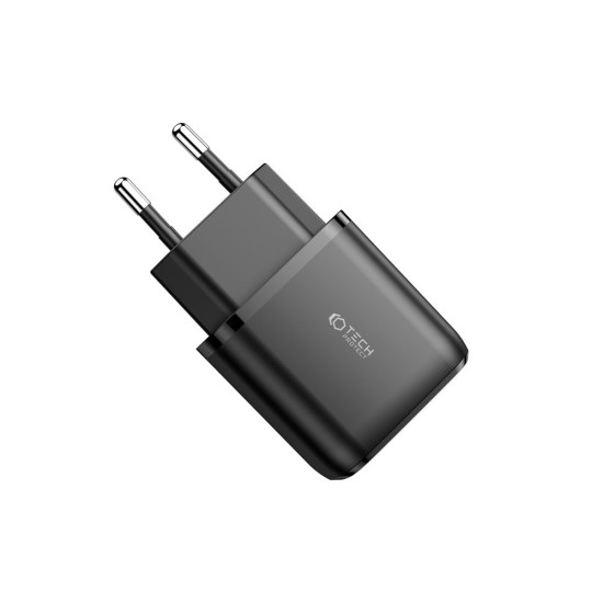 Tech-Protect C20W - Ταχυφορτιστής Ταξιδιού / Αντάπτορας με 1 x USB-A / 1 x Type-C - 20W - Black (9589046924286)