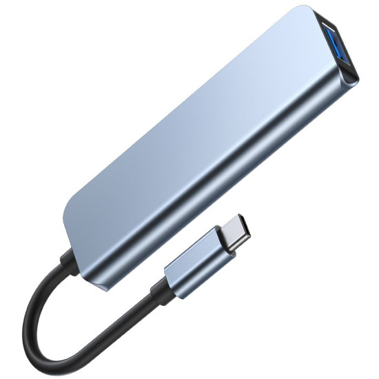 Tech-Protect V1 Hub Adapter 4 in 1 - Type-C Αντάπτορας Αλουμινίου Με 4 x USB-A - Grey (9589046919367)