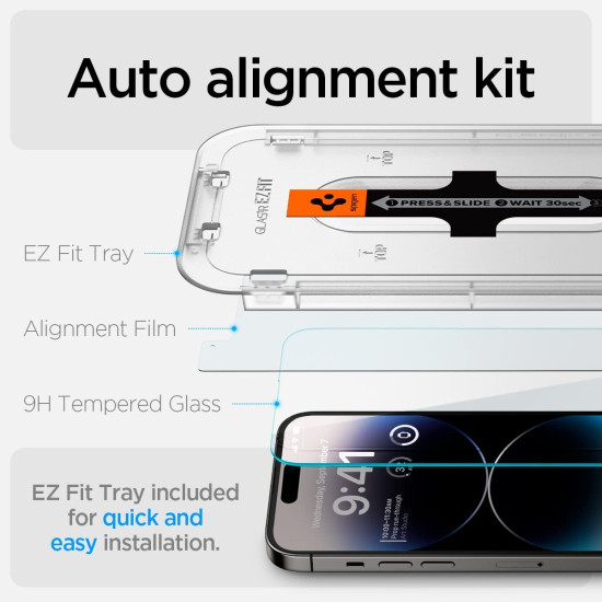 Spigen Tempered Glass GLAS.tR EZ Fit - Αντιχαρακτικό Γυαλί Οθόνης Apple iPhone 14 Pro - 2 Τεμάχια (AGL05214)