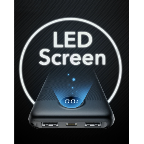 Veger PowerBank L10 με Ψηφιακή Οθόνη LED - Φορητή Μπαταρία Φόρτισης με 2 x USB-Α - 10000mAh - Black (VP1105)