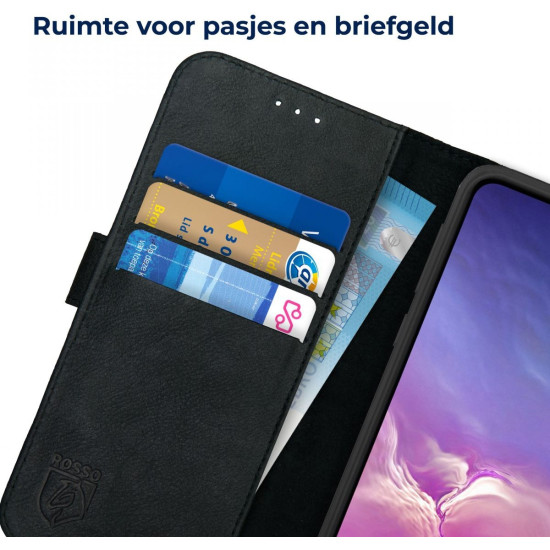 Rosso Deluxe Δερμάτινη Θήκη Πορτοφόλι Samsung Galaxy S10e - Black (8719246180965)