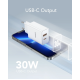 Veger Fast Charger - Ταχυφορτιστής Ταξιδιού / Αντάπτορας Με 1x Type-C / 1 x USB-A - 30W - White (VLS302U)