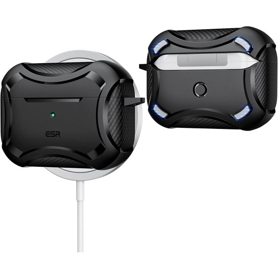ESR Cyber Armor HaloLock - Ανθεκτική Μαγνητική Σκληρή Θήκη MagSafe για Apple AirPods Pro 2nd Gen / 1st Gen - Black (4894240164259)