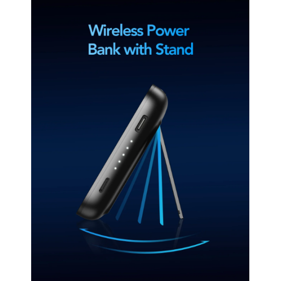 Veger MagOn Kick Tiny Magnetic Wireless PowerBank με 1 x Type-C- 20W - 5000mAh / Βάση Ασύρματης Φόρτισης MagSafe 15W - Black (V0553P)