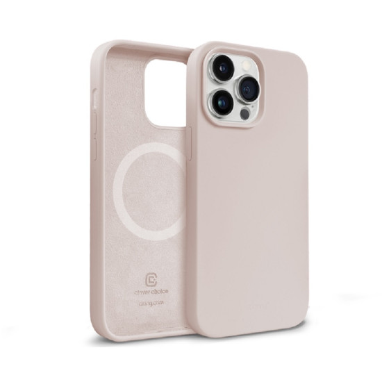 Crong Color Magnetic Θήκη MagSafe Premium Σιλικόνης Apple iPhone 14 Pro - Pink Sand (CRG-COLRM-IP1461P-PNK)