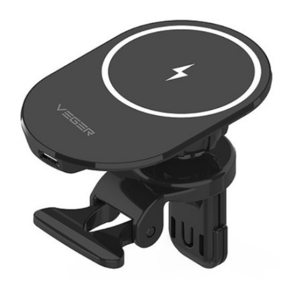Veger Y38 Μαγνητική Βάση Ασύρματης Φόρτισης MagSafe για Αεραγωγούς Αυτοκινήτου - 15W - Black (6970453555409)