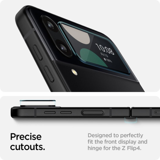 Spigen Tempered Glass GLAS.tR EZ Fit - Σετ FullFace Αντιχαρακτικό Γυαλί Εξωτερικής Μικρής Οθόνης & Μεμβράνη Μεντεσέ Hinge - Samsung Galaxy Z Flip4 - 2 Τεμάχια - Black (AGL05321)