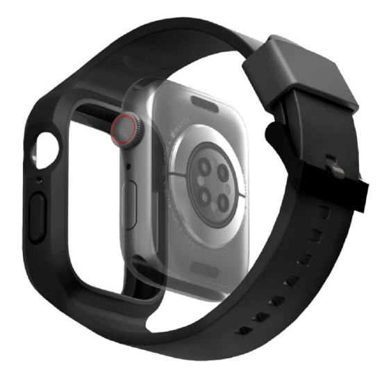 Uniq Monos Unibody Λουράκι Σιλικόνης με Θήκη - Apple Watch SE/9/8/7/6/5/4 (45/44mm) - Midnight Black (UNIQ-45MM-MONOSBLK)