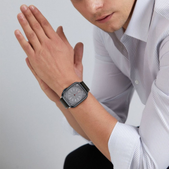 Tech-Protect Nylon Λουράκι - Apple Watch Ultra/SE/11/10/9/8/7/6/5/4 (49/46/45/44mm) - Black / Orange (9490713929742)