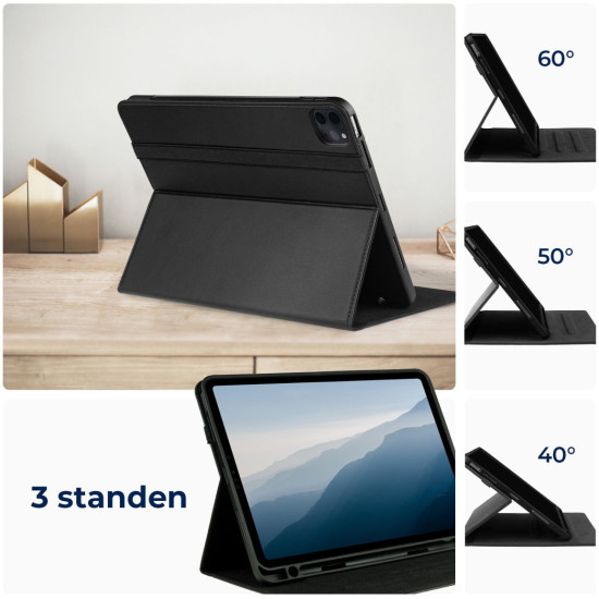 Rosso Element PU Θήκη Apple iPad Pro 12.9" 2022 / 2021 / 2020 / 2018 με Υποδοχή Apple Pencil - Black (8719246366390)