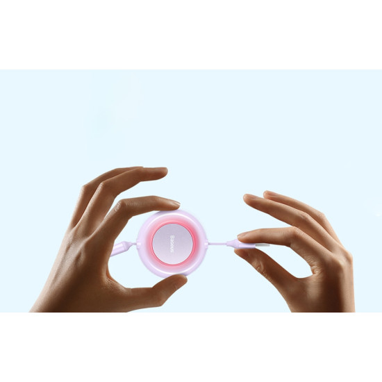 Baseus 3 in 1 Bright Mirror II Retractable - Flat Επεκτεινόμενο Καλώδιο Φόρτισης και Μεταφοράς Δεδομένων USB-A σε Lightning / Type-C / MicroUSB - 110cm - Purple (CAMJ010005)