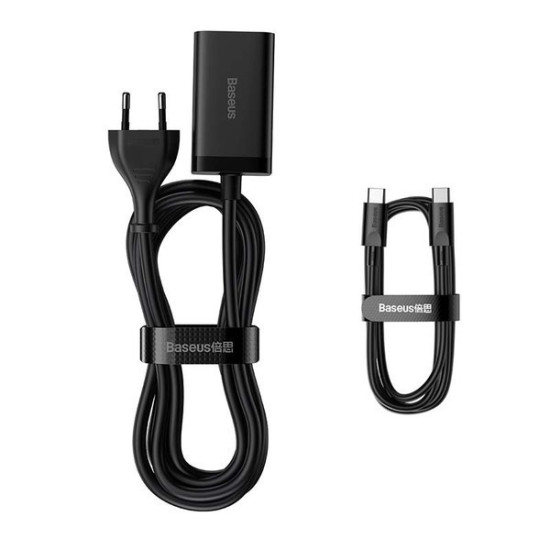 Baseus GaN 3Pro Desktop Fast Charger - Ταχυφορτιστής Tοίχου με Αποσπώμενο Καλώδιο Type-C και Υποδοχές 2 x USB-A / 2 x Type-C - 65W - Black (CCGP040101)