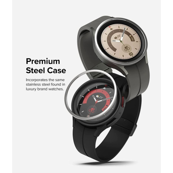 Ringke Bezel Styling - Στεφάνη Προστασίας από Ανοξείδωτο Ατσάλι - Samsung Galaxy Watch 5 Pro 45mm - Silver (8809881261904)