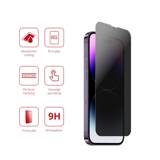 Rosso Tempered Glass Privacy - Αντιχαρακτικό Γυαλί Προστασίας Απορρήτου Οθόνης Apple iPhone 14 Pro (8719246376306)