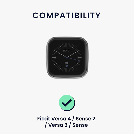 KW Ελαστικό Λουράκι Scrunchie Fitbit Versa 4 / Sense 2 / Versa 3 / Sense - White / Black (60481.01)