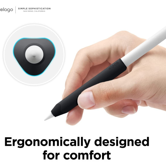 Elago Pencil Grip Holder - Θήκη Premium Σιλικόνης Apple Pencil 2nd Gen - White / Black - 2 Τεμάχια (EAPEN2-GRIP-WHBK)