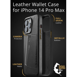 MUJJO Full Leather Wallet Case - Δερμάτινη Θήκη-Πορτοφόλι Apple iPhone 14 Pro Max - Black (MUJJO-CL-030-BK)