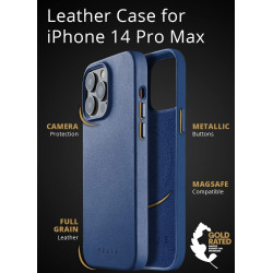 MUJJO Full Leather Case - Δερμάτινη Θήκη MagSafe - Apple iPhone 14 Pro Max - Blue (MUJJO-CL-029-BL)