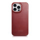 iCarer Curved Edge Oil Wax Leather Folio - Δερμάτινη MagSafe Flip Θήκη-Πορτοφόλι - Apple iPhone 14 Pro Max - Red (AKI14220708-RD)