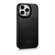 iCarer Curved Edge Oil Wax Leather Folio - Δερμάτινη MagSafe Flip Θήκη-Πορτοφόλι - Apple iPhone 14 Pro Max - Black (AKI14220708-BK)