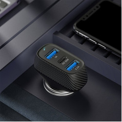 Veger CC271 Triple Port Fast Car Charger - Γρήγορος Φορτιστής Αυτοκινήτου με 2 x USB-A / 1 x Type-C - 37W - Black (6970453555430)