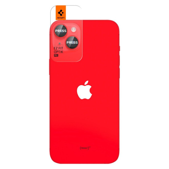 Spigen GLAS.tR EZ Fit OPTIK Pro Camera Lens Protector - Αντιχαρακτικό Προστατευτικό Γυαλί για Φακό Κάμερας Apple iPhone 14 / 14 Plus - 2 Τεμάχια - Red (AGL05605)
