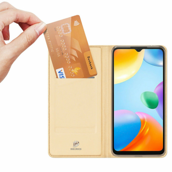 Duxducis SkinPro Θήκη Πορτοφόλι Xiaomi Redmi 10C - Gold (6934913039458)